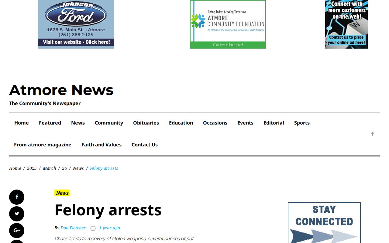 Atmore News periodic felony arrests report
