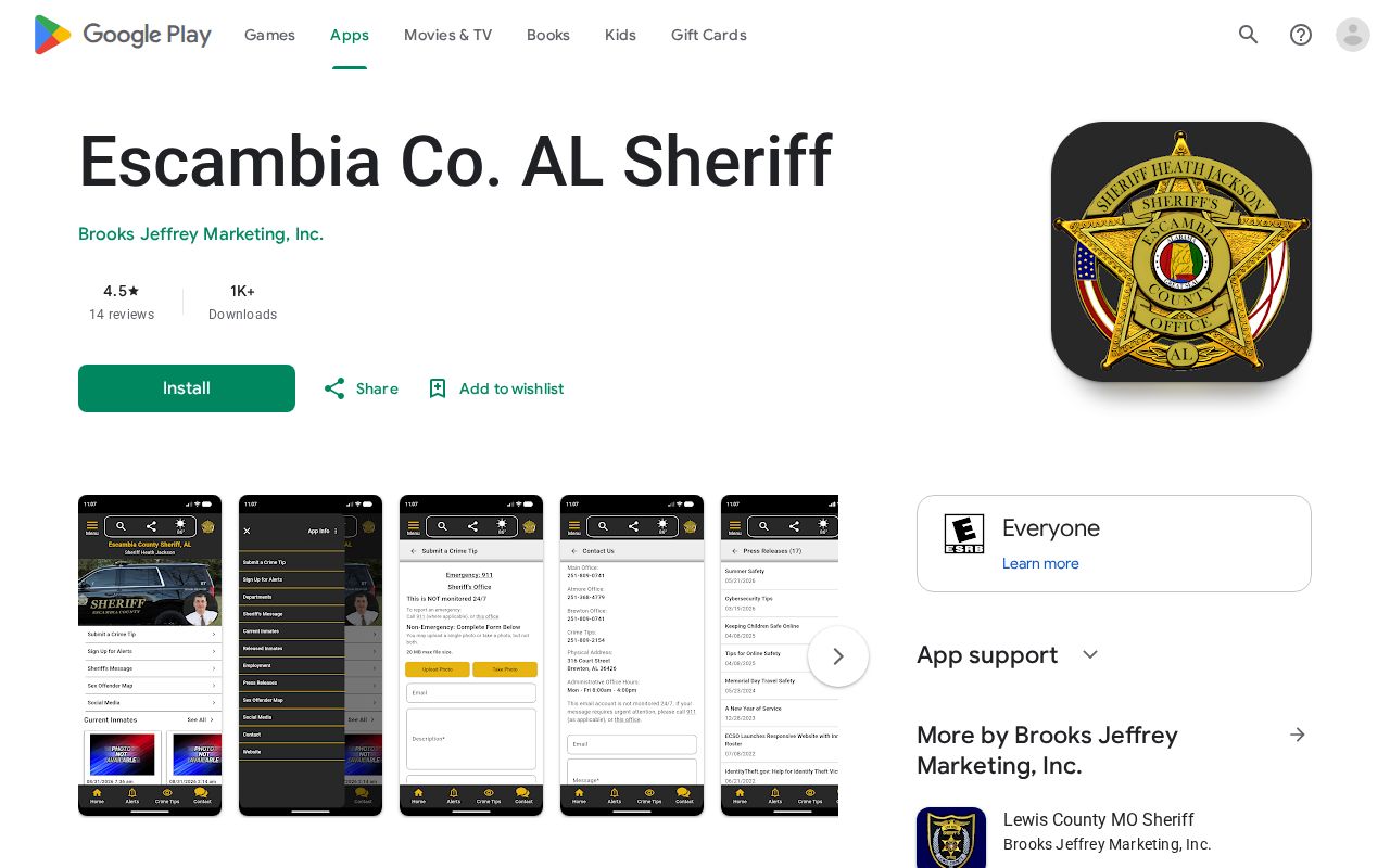Escambia County Alabama Sheriff mobile app listing